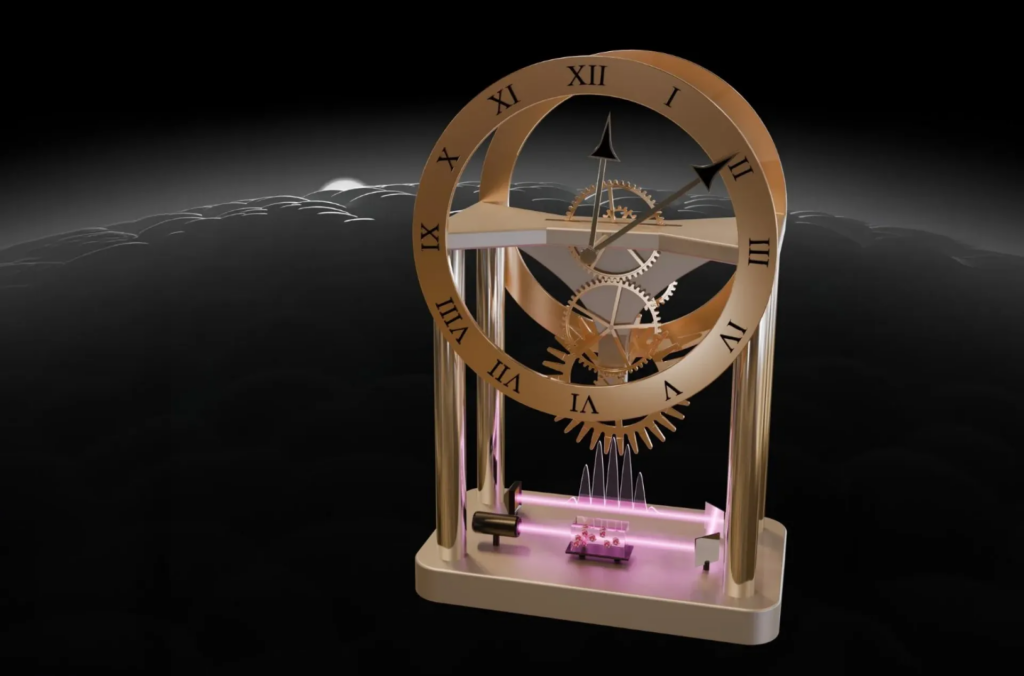 un reloj en medio del universo