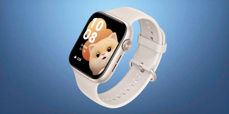 un reloj blanco con un fondo de pantalla de un gato